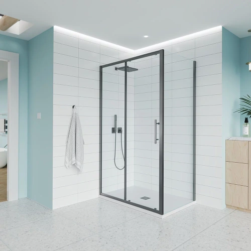 Душевой уголок Veconi Evo E1-SP-GR-180120-01-C9 180х120 стекло прозрачное профиль графит без поддона
