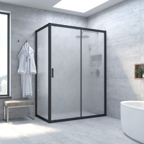 Душевой уголок Vegas-Glass ZP+ZPV TUR+NOVO ZP+ZPV NOVO h2000 180*95 02М 10 180х95 стекло матовое профиль черный матовый без поддона