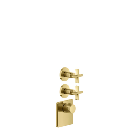 Смеситель для душа Gessi Inciso 58344#246 встраиваемый в стену золото с термостатом (внешняя часть)