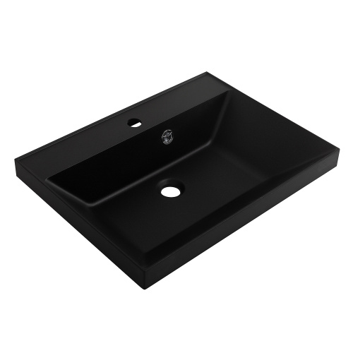 Раковина из искусственного камня BelBagno BB600/450-LV-ART-AST-NERO 60х45 накладная цвет черный матовый