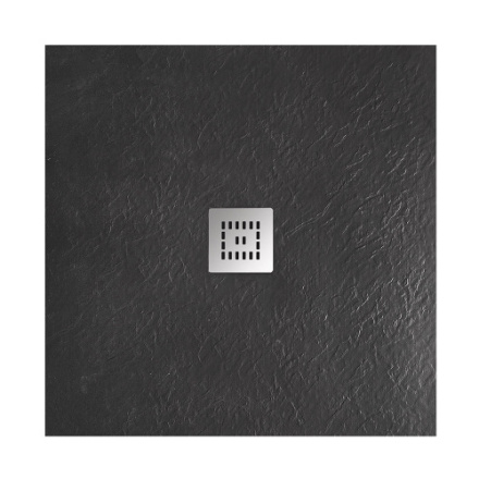 Душевой поддон BelBagno UNO TRAY-MR-UNO-A-90-35-NERO-CR 90х90 искусственный мрамор чёрный матовый