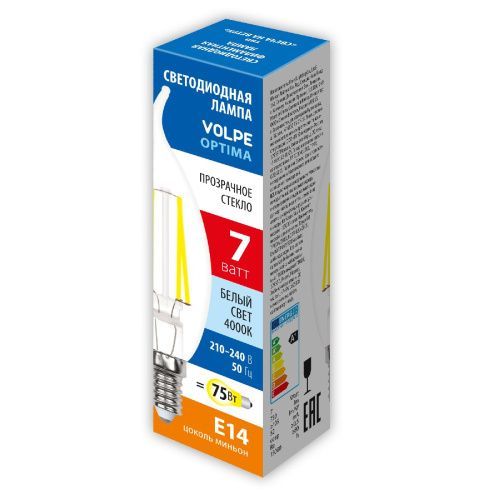 Лампа светодиодная Volpe Optima (Оптима) LED-CW35-7W/4000K/E14/CL/SLF