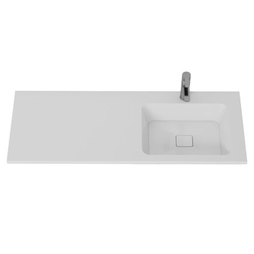 Раковина из искусственного камня Dreja Wing 100120R 120х50 подвесная цвет белый 1 отверстие под смеситель - фото 2