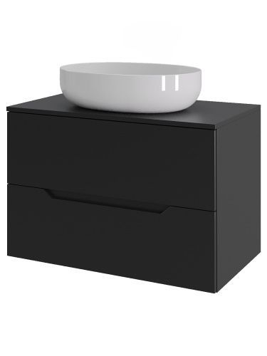 Тумба с раковиной Orange Line Li-70TubMDF+B05-520W 70х46х71 подвесная цвет черный матовый