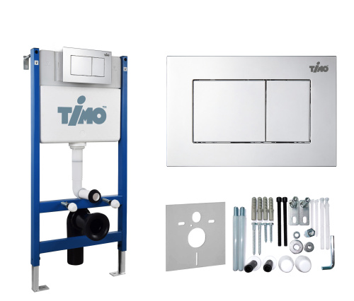 Инсталляция для унитаза и кнопка смыва механическая цвет хром Timo REKO TWC-01+FP-004
