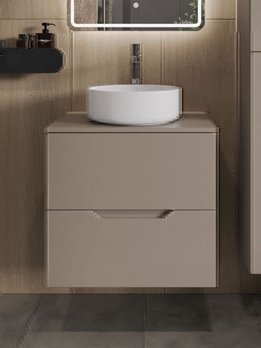 Тумба с раковиной Orange Line Li-60TuLMDF+B09-360W 60х50 подвесная цвет бежевый - фото 3