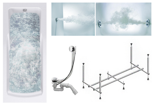 Ванна акриловая гидромассажная Timo HELLA HELLA1775-KT17-SPV1505-T-CM-T-BM 170х75 пристенная прямоугольная с каркасом