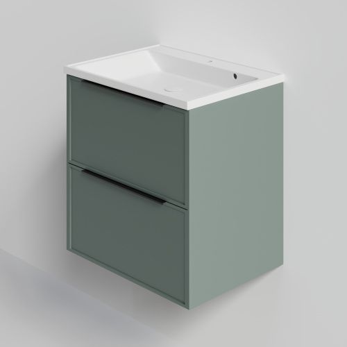 Тумба с раковиной La Fenice SIMPLA TWIN NFNC-01-SIM-G-100-2-3-100 101х63х47 подвесная цвет серо-зеленый