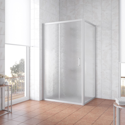 Душевой уголок Vegas-Glass ZP+ZPV TUR+NOVO ZP+ZPV NOVO h2000 180*95 07 02 180х95 стекло рифленое профиль хром матовый без поддона
