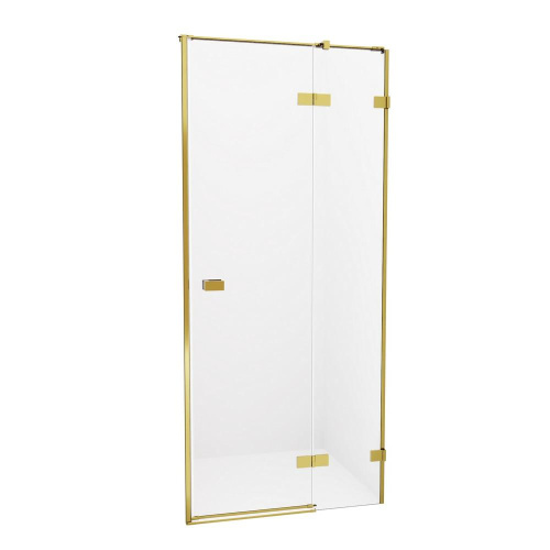 Душевая дверь New Trendy AVEXA GOLD BRUSHED EXK-1717 90х200 стекло прозрачное профиль золото брашированное