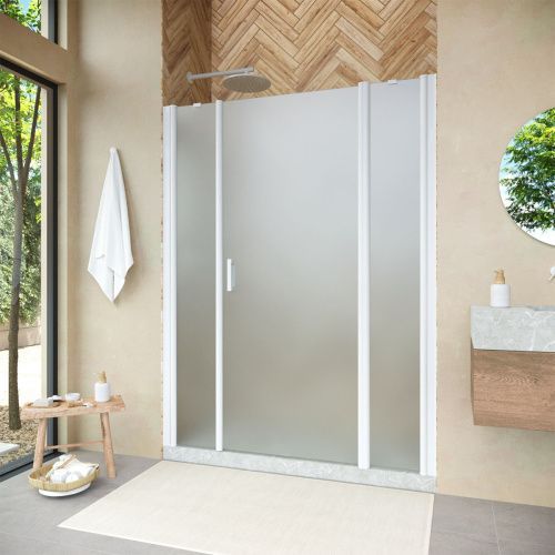 Душевая дверь Vegas-Glass EP-2F NOVO EP-2F NOVO h2000 205 01 10 R 205х200 стекло матовое профиль белый