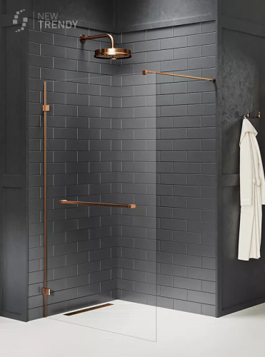 Душевая перегородка New Trendy AVEXA Copper brushed EXK-7161 120х200 стекло прозрачное профиль медь брашированная