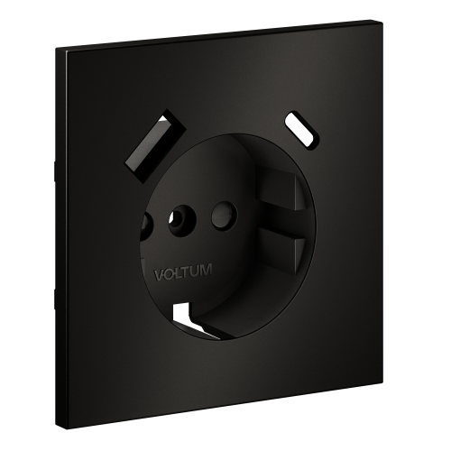 Накладка для розетки с заземлением и защитными шторками с USB A+C VOLTUM S70 METAL VLSM001012