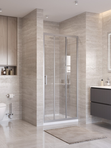 Душевая дверь BelBagno UNO-195 UNO-195-BF-3-100-C-IN 100х195 стекло прозрачное профиль сатин