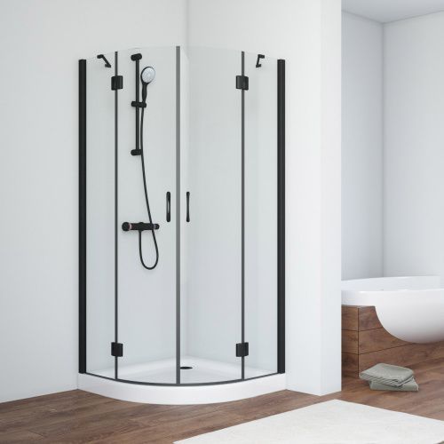 Душевой уголок Vegas-Glass AFS TUR+NOVO AFS NOVO 80 02М crystalvision R 80х80 стекло прозрачное профиль черный без поддона