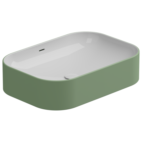 Раковина GSG Ceramic Design Easy 60см EALAVTP60BI000/031 накладная цвет белый/зеленый
