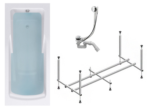 Ванна акриловая Timo HELLA HELLA1775-KT17-SPV1505 170х75 пристенная прямоугольная с каркасом Ванна акриловая Timo HELLA HELLA1775-KT17-SPV1505 170х75 пристенная прямоугольная с каркасом