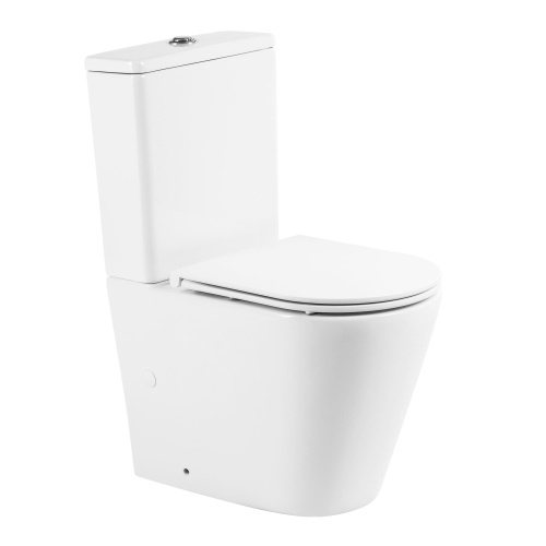 Унитаз напольный с бачком BelBagno FLAY-R BB2149CPR/BB870SC белый с сиденьем микролифт безободковый каскадный смыв