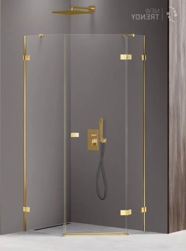 Душевой уголок New Trendy AVEXA Gold EXK-3850 100х80 стекло прозрачное профиль золото без поддона