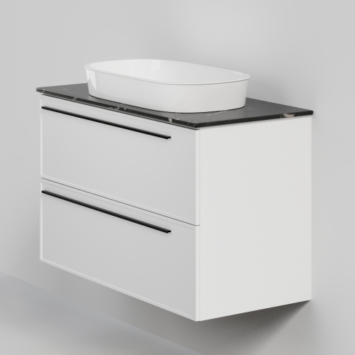 Тумба со столешницей La Fenice ELBA TWIN NFNC-01-ELB-B-100-2-3-GB 100х62х49 подвесная цвет белый