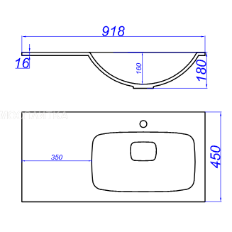 Раковина Aqwella Malaga Mal.09.04.D-R 90 92х45 встраиваемая цвет белый - фото 2