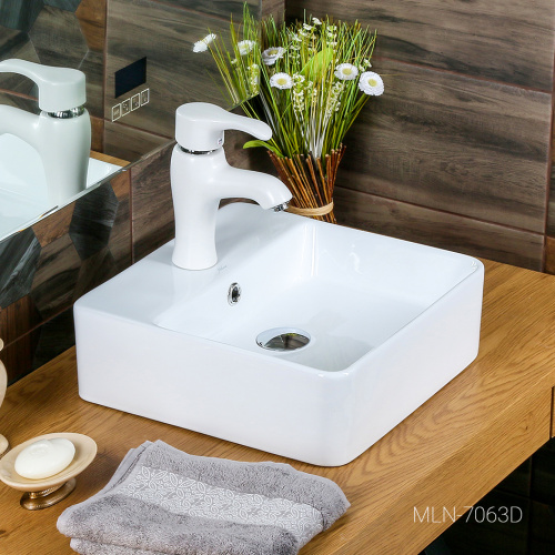 Раковина из сантехнического фарфора Melana 7063D-805 38х38 накладная цвет белый