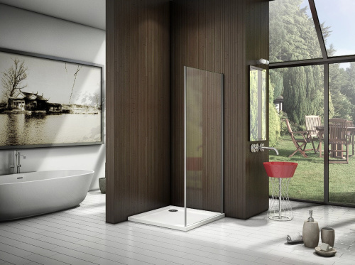 Душевая перегородка Good Door LATTE ЛА00028 100х185 стекло прозрачное профиль белый