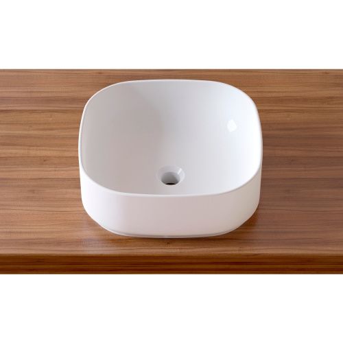 Раковина из сантехнического фарфора Lavinia Boho Bathroom Sink Slim 33311006 40х40 накладная цвет белый глянцевый без отверстий под смеситель
