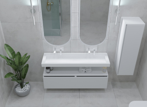 Раковина из искусственного камня Armadi Art Flat 859-140 140х46 подвесная цвет белый без отверстий под смеситель