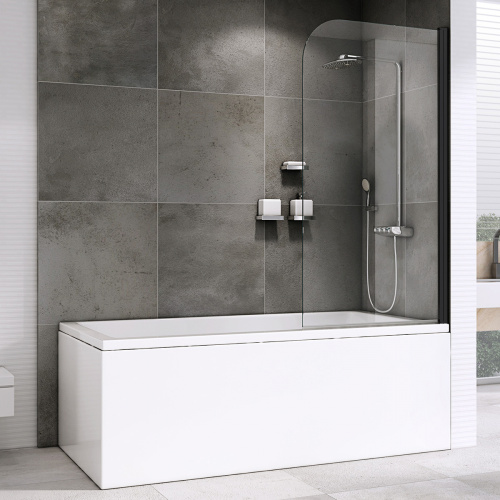 Душевая шторка на ванну Abber Ewiges Wasser AG52100B 100х140 стекло прозрачное профиль черный