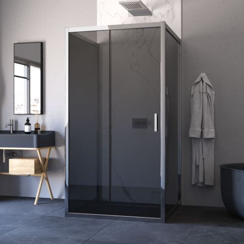 Душевой уголок Vegas-Glass ZP-U TUR+NOVO ZP-U TUR NOVO 100*100 08 07 100х100 стекло тонированное профиль хром без поддона