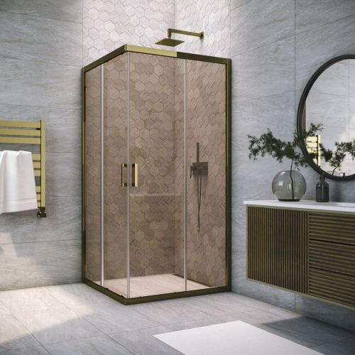 Душевой уголок Vegas-Glass ZA TUR+NOVO ZA TUR NOVO 100 05 05 100х100 стекло тонированное профиль бронза без поддона