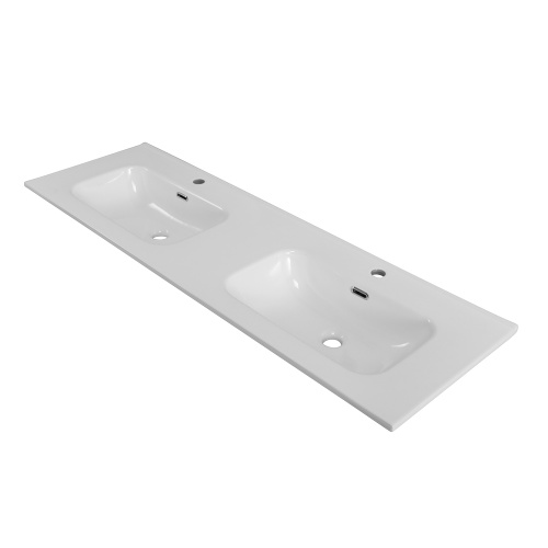 Раковина BelBagno  141 см BB1400-2-ETL накладная цвет белый глянцевый