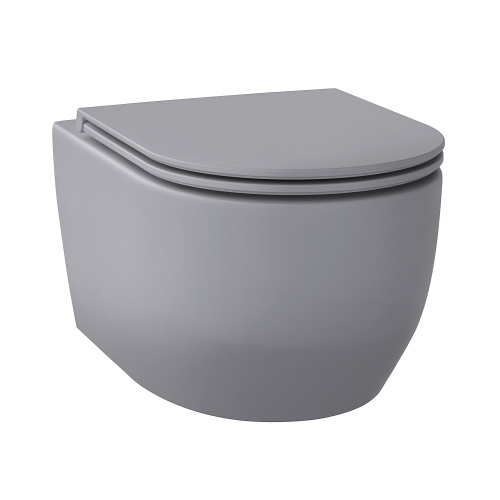 Унитаз подвесной Wellsee Croquis 182614001 серый матовый с сиденьем микролифт безободковый смыв торнадо