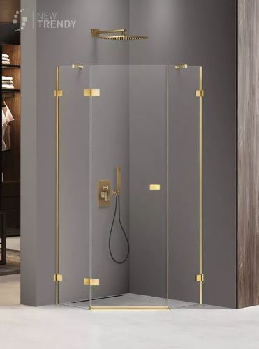Душевой уголок New Trendy AVEXA Gold EXK-3842 90х90 стекло прозрачное профиль золото без поддона