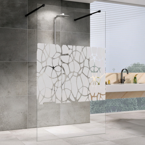 Душевая перегородка Abber Immer Offen AG68100BF8 100х200 стекло прозрачное с рисунком профиль черный