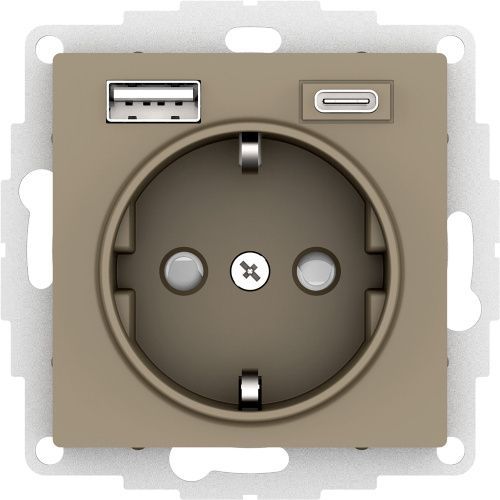 Розетка 16А с USB A+C (5В/2,4А/3 А, 2х5В/1,5А) Systeme Electric AtlasDesign (АтласДесигн) ATN000532