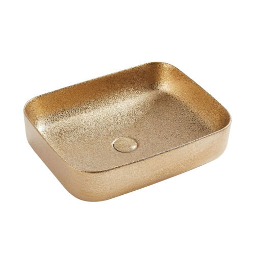 Раковина из сантехнического фарфора Melana 320353MGS-805 50х40 накладная цвет золото матовое без отверстий под смеситель