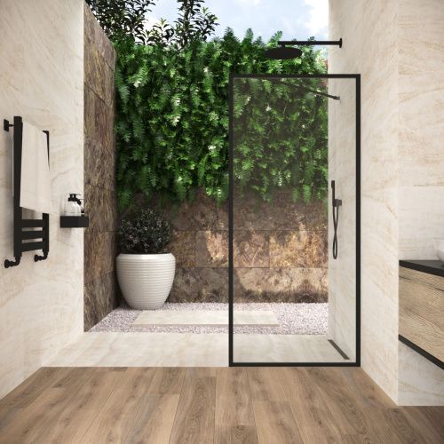 Душевая перегородка Vegas-Glass EAF Frame EAF Frame 100 02М crystalvision 100х200 стекло прозрачное профиль черный