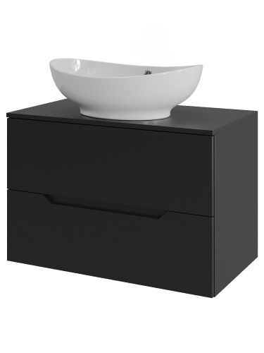 Тумба с раковиной Orange Line Li-70TubMDF+B08-585W 70х46х76 подвесная цвет черный матовый
