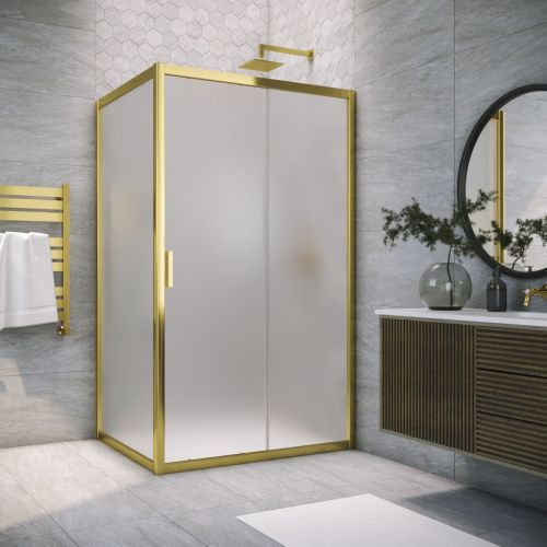 Душевой уголок Vegas-Glass ZP+ZPV TUR+NOVO ZP+ZPV TUR NOVO 100*70 09 10 100х70 стекло матовое профиль золото без поддона