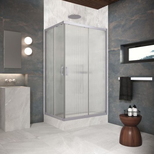 Душевой уголок Vegas-Glass ZA-F Protec ZA-F Protec 100*85 07 Moru 100х85 стекло рифленое профиль хром матовый без поддона