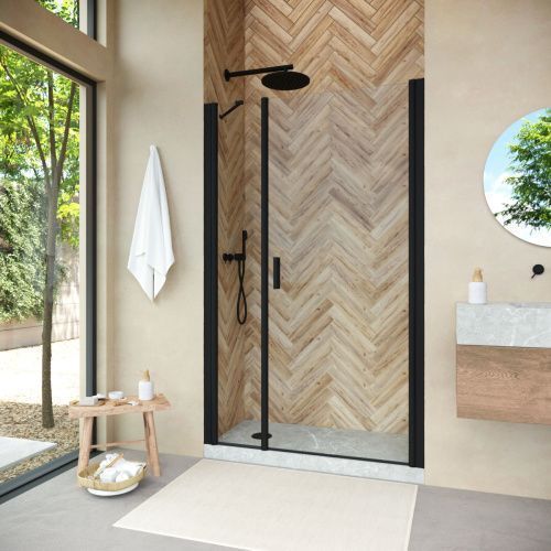 Душевая дверь Vegas-Glass EP-F-2 NOVO EP-F-2 NOVO 100 02М crystalvision R 100х190 стекло прозрачное профиль черный