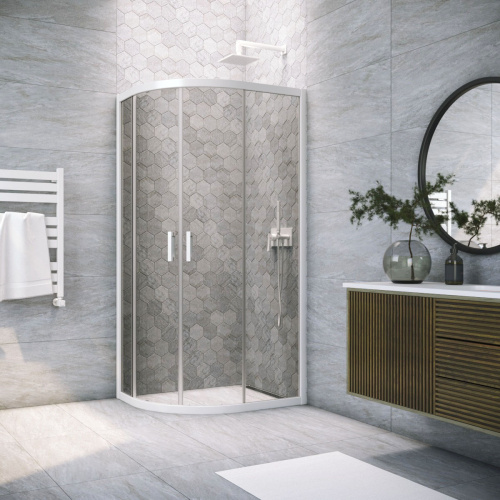 Душевой уголок Vegas-Glass ZS-F TUR+NOVO ZS-F NOVO h2000 110*100 01 07 110х100 стекло тонированное профиль белый