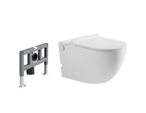 Унитаз подвесной SantiLine SL-5031 цвет белый с сиденьем микролифт безободковый смыв воронка-водоворот