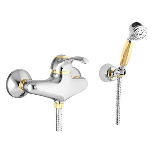 Смеситель для ванны и душа Webert Aurora AU870101017 настенный хром/золото