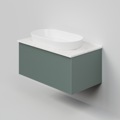 Тумба со столешницей La Fenice TERRA NFNC-01-TER-G-80-3-GG 81х36х47 подвесная цвет серый/зелёный