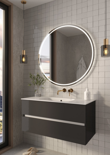 Тумба под раковину Armadi Art Vallessi 837-100-A glossy 100х46х53 подвесная цвет антрацит