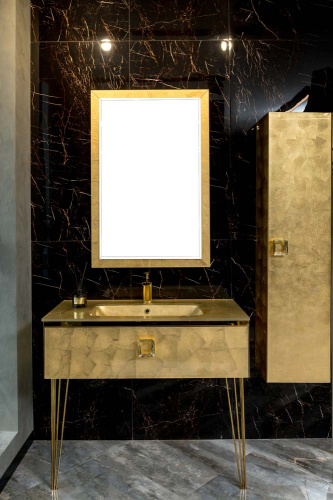 Консоль под раковину Armadi Art Lucido 770-080-Foil 84х55х30 подвесная цвет золото