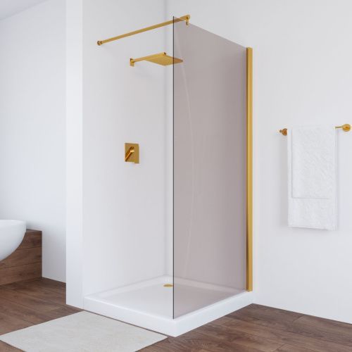 Душевая перегородка Vegas-Glass EAF TUR+NOVO EAF TUR NOVO 106 09 05 105х200 стекло тонированное профиль золото